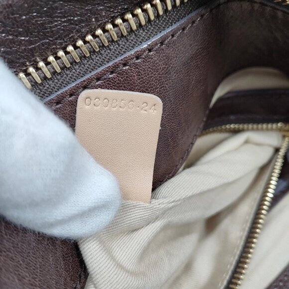 Chloe Dark Brown Leather Shoulder Bag with Gold Accents - Picture 9 of 9